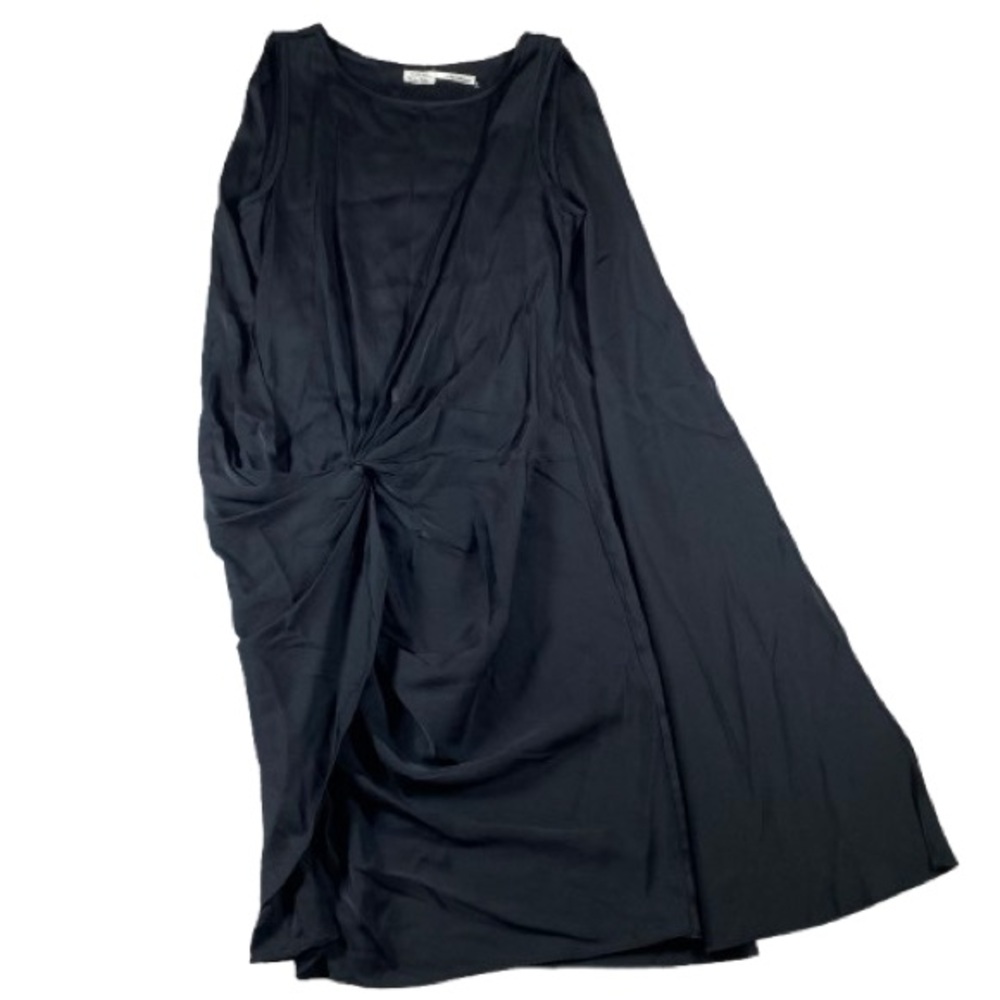 Leon Max Limited Edition Sleeveless Knot Cape Silk Dress